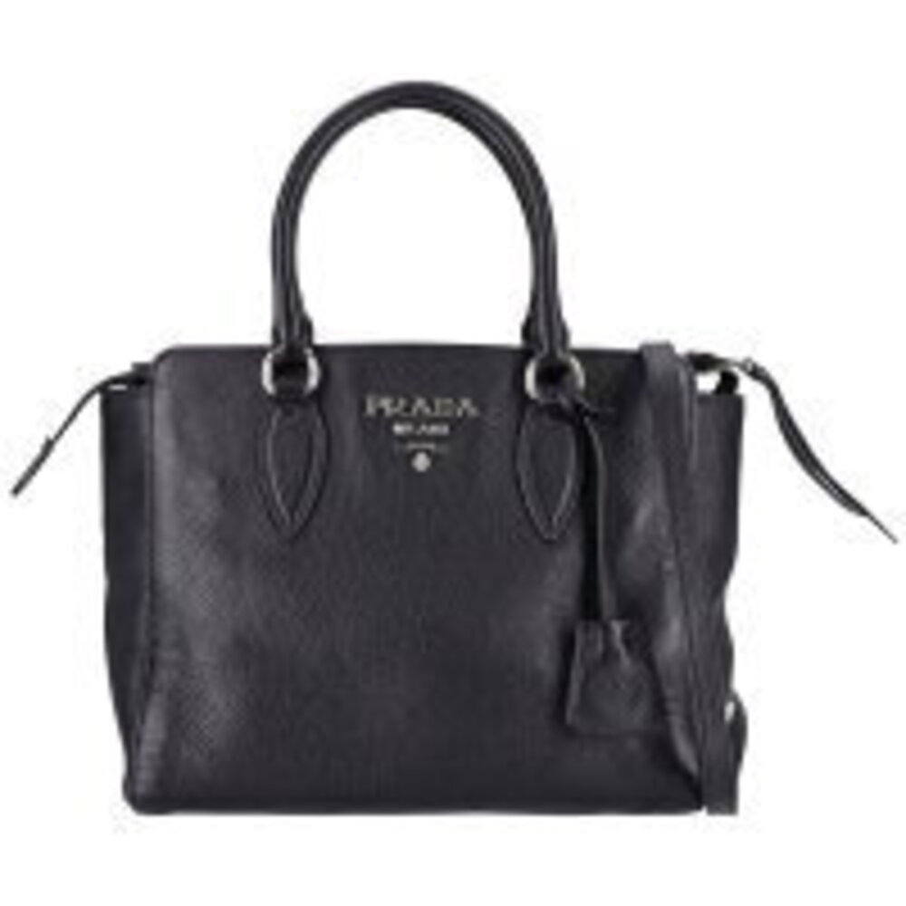 Prada Vitello Phenix leather handle bag black